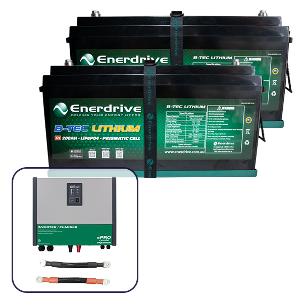 Enerdrive 3000W Inverter Charger with 200Ah BTec Batteries Enerdrive
