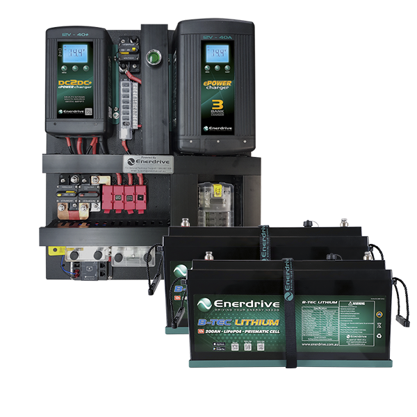 Enerdrive eSYSTEM-E 40A AC / DC, ePRO+ Monitor & 2 x 200Ah B-Tec Battery