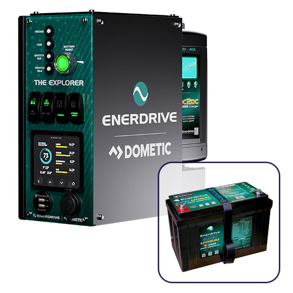 Enerdrive 4WD Canopy Explorer System with 125Ah Lithium Battery, Simarine Battery Monitor & Quad Shunt Module, Passengers Side Installation