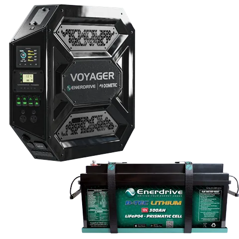 Enerdrive Voyager System 3000W/100A Inverter-Charger & 40DC with Simarine SCQ50 & 300Ah B-Tec, Left Side