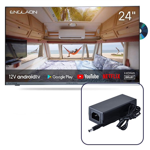 Englaon Frameless 24" Full HD Android Smart 12V TV With Built-in DVD player and Chromecast