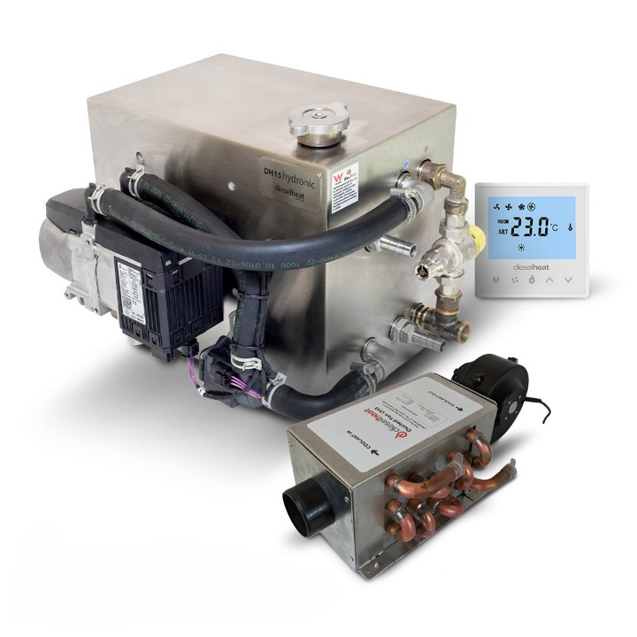 Dieselheat DH15 Hydronic Diesel Hot Water System with Eberspacher D5E Furnace & 1.8kW Ducted Fan