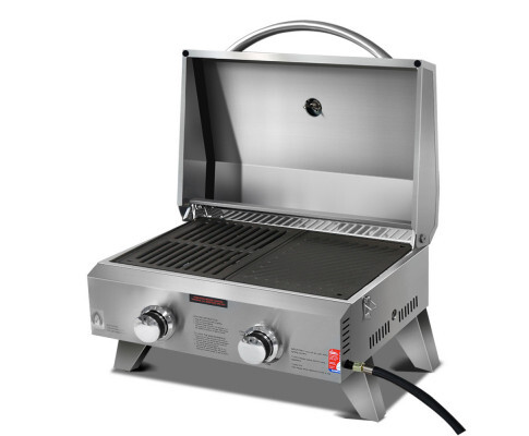 Grillz Portable Gas BBQ Grill 2 Burners with 2 Plates