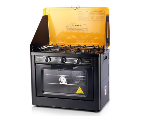 Devanti Yellow & Black 3 Burner Portable Gas Oven