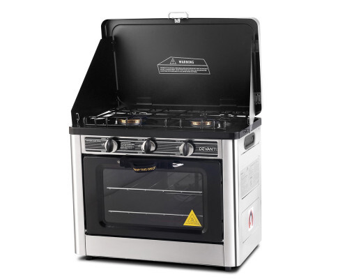 Devanti Silver & Black 3 Burner Portable Gas Oven