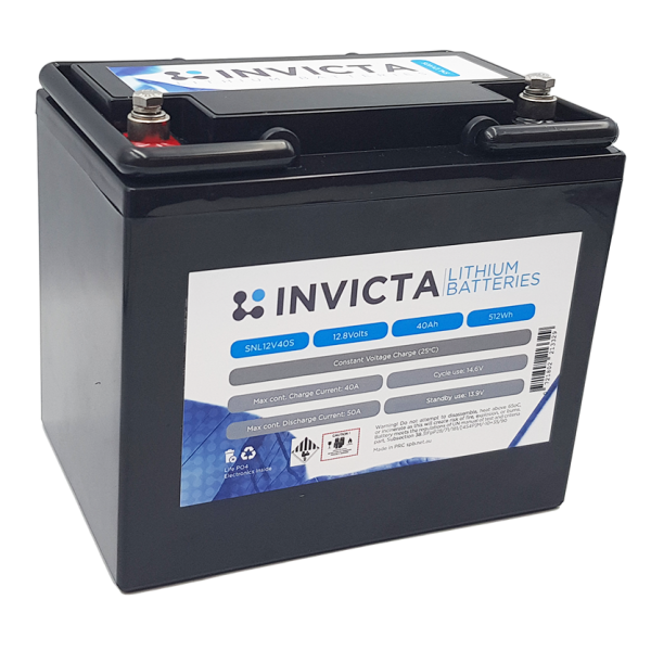 Invicta 12V 40Ah Lithium Battery with 4 Series Functionality