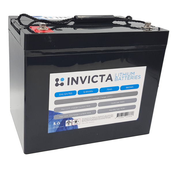 Invicta 12V 75Ah Lithium Battery with 4 Series Functionality