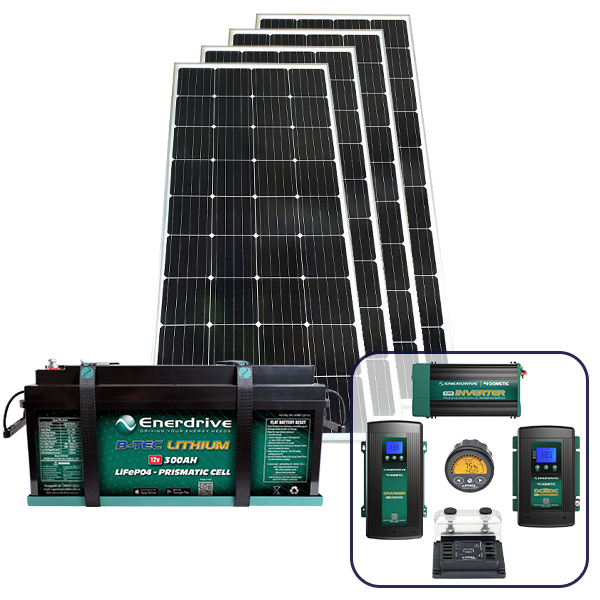 Enerdrive 300Ah Solar Off-Grid 4x4 Bundle with 2000W Inverter