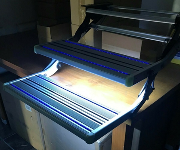 TRA Double Manual Caravan 12V Blue LED Light Step