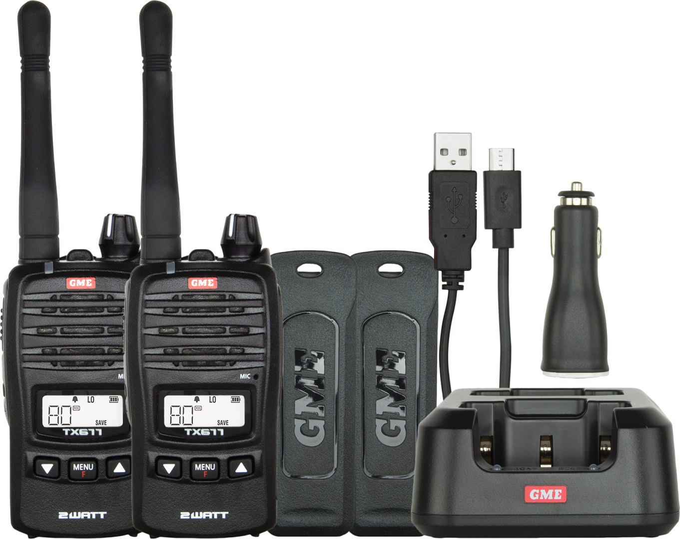 GME 2W UHF CB Handheld Radio Twin Pack