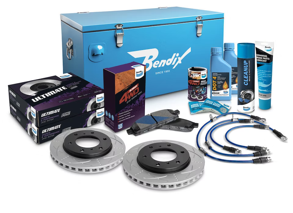 Bendix Ultimate 4WD Brake Upgrade Kit with 2 inch Lift to suit Mitsubishi Triton (05-15) KAT KBT ML MN (05-15) ML MN (14-On) KJ KK KL MQ MR & (15-On)