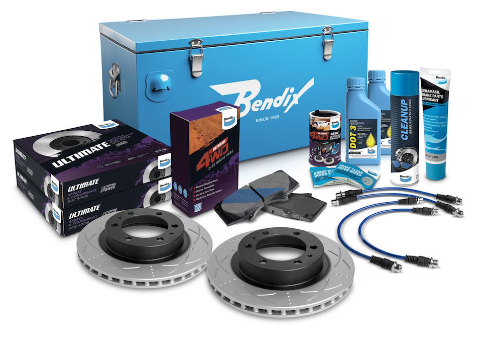 Bendix Ultimate 4WD Brake Upgrade Kit with 2 inch Lift to suit Toyota Hilux (2005-2015) KUN26