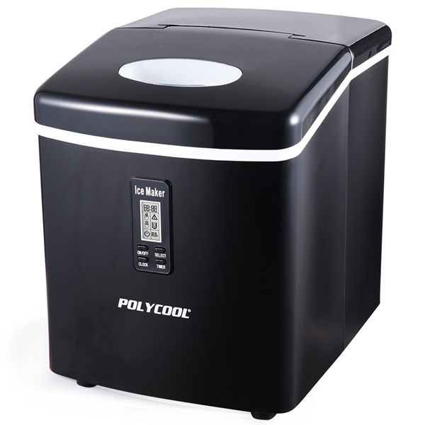 Polycool 3.2L Portable Black Ice Maker with LCD Control Panel