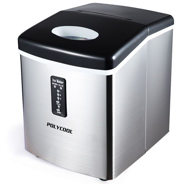 Polycool 3.2L Silver Portable Ice Maker with Scoop