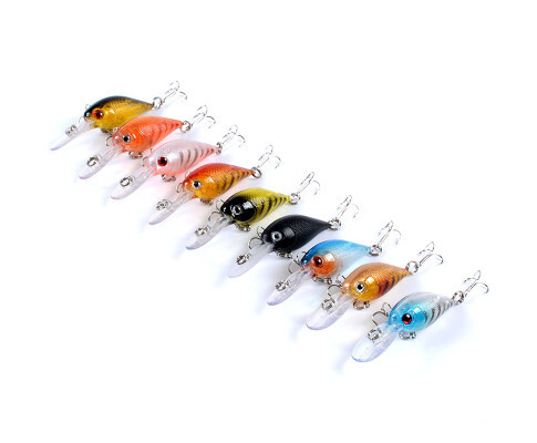 DZ 5.7cm Popper Crank Fishing Lure Surface Tackle Fresh Saltwater 9 Pack