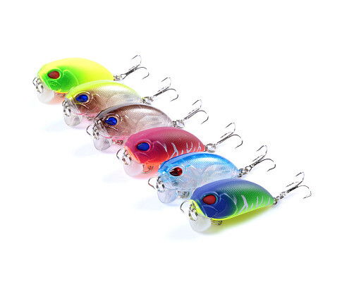 DZ 5.1cm Popper Crank Fishing Lure Surface Tackle Fresh Saltwater 6 Pack