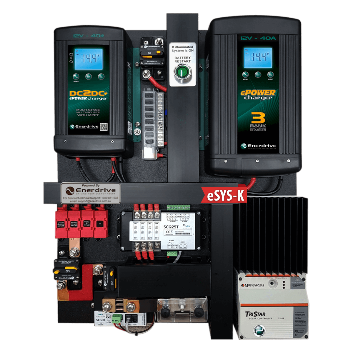 Enerdrive eSYSTEM-K 40A AC / DC with Simarine Battery Monitor & 45A MPPT