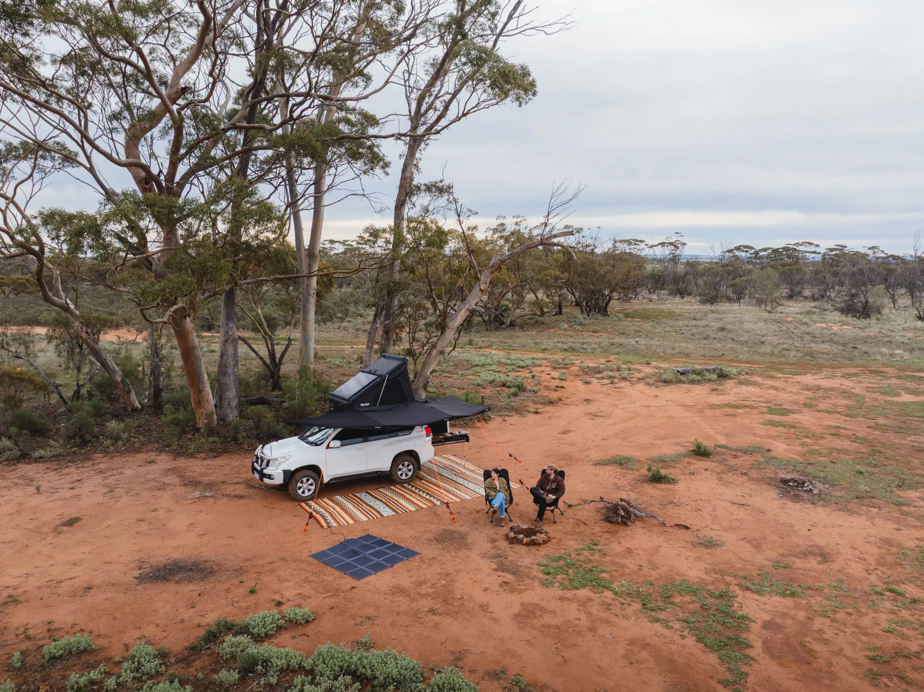 Adam & Clara's Prado set up at a remote bush camp