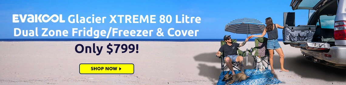 Content: Evakool Glacier Xtreme 80 Litre Dual Zone Fridge/Freezer & Cover