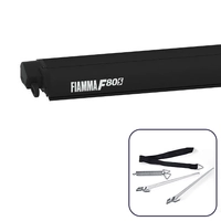 Fiamma F80S 4m Black Awning, Royal Grey