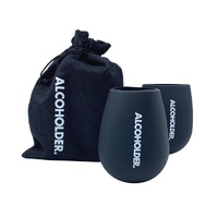 Alcoholder Squish Silicone Stemless Wine Tumblers, Black