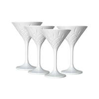 D-Still 235ml Unbreakable White Diamond Cut Martini Glass, Set of 4