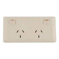 CMS DOUBLE BEIGE 10AMP POWER OUTLET W/20AMP INSTALL COUPLERS. J16.2BG