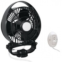 CAFRAMO Maestro 12V Black 6" Variable Speed Fan w/ Light and Wired Control. 7482CABBX