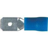 Narva 6.3 x 0.8mm 100 Piece Vinyl Crimp Terminal Male Blade, Blue