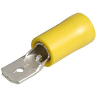 Narva 6.3 x 0.8mm 100 Piece Vinyl Crimp Terminal Male Blade, Yellow