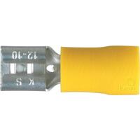 Narva 6.3 x 0.8mm 100 Piece Vinyl Crimp Terminal Female Blade, Yellow