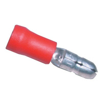 Narva 4mm 100 Piece Vinyl Crimp Terminal Male Bullet, Red