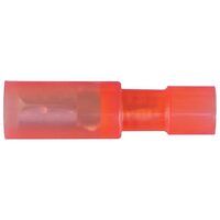 Narva 4mm 100 Piece Polycarbonate Crimp Terminal Male Bullet, Red