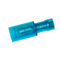 Narva 4mm 100 Piece Polycarbonate Crimp Terminal Male Bullet, Blue