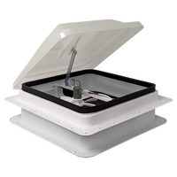 Coast RV 14x14 White Wind-up Roof Vent With 12V Fan & LED