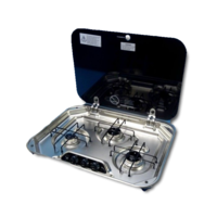 SMEV 3 BURNER COOKTOP FLUSH MT S/S C/W GLASS LID & 12V I.9102302655/PI80230007000AU/002846