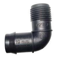 THREADED ELBOW 19MM BARBED x 1/2" BSP MALE. EBM1915