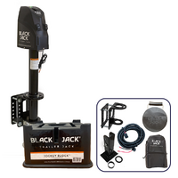 Black Jack Electric Trailer Jack Bundle with Harness kit & Jockey Block