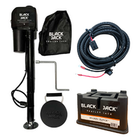 Black Jack MINI Electric Trailer Jack Bundle with Harness kit & Jockey Block