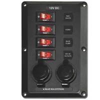 Blue Sea 4 Position with 12V Sockets, BelowDeck Circuit Breaker Panel