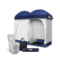 Weisshorn 20L Outdoor Portable Toilet with Double Shower/Change Room Tent & Carry Bag