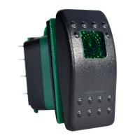 Enerdrive 7 Pin On-Off-On DPDT Rocker Switch, Green