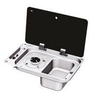 NCE CAN 1 Burner Rectangular Hob Unit with Right Hand Sink and Piezo Ignition