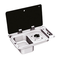 NCE CAN 1 Burner Rectangular Hob Unit with Left Hand Sink and Piezo Ignition