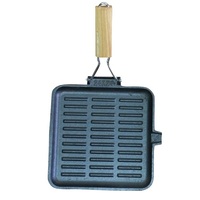 Supex Cast Iron Square Griddle Frypan With Folding Handle