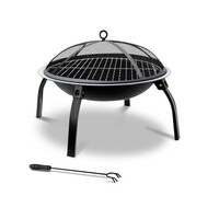 Fire Pit BBQ Charcoal Grill Smoker Portable Outdoor Camping Garden Pits 30"