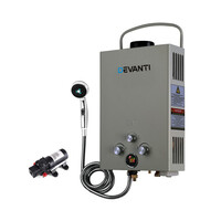 Devanti Grey Portable Gas Hot Water Heater with 12V Water Pump