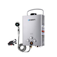 Devanti Outdoor Portable Gas Hot Water Heater Shower Camping LPG Caravan Pump Silver