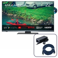 Englaon 22" Frameless Full HD Google Smart 12V TV With Built-in DVD player & Chromecast