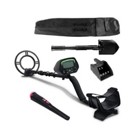 DZ Black Metal Detector with Pinpointer, Shovel & LCD Screen